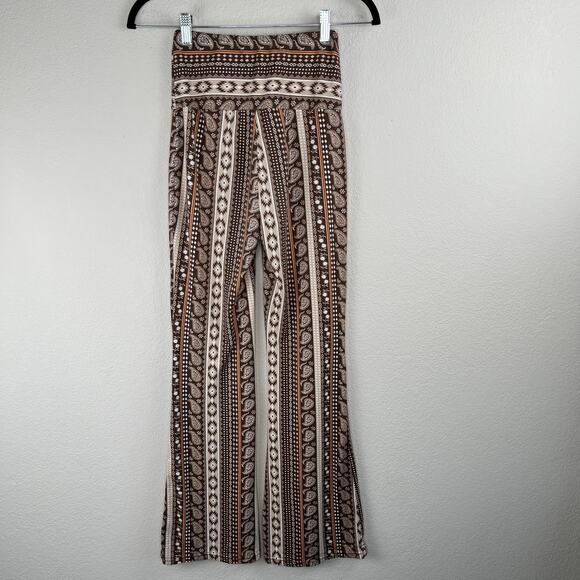 Shosho Brown Aztec Paisley Floral Stripe Flared T-Shirt Legging Pants Small - Picture 10 of 10